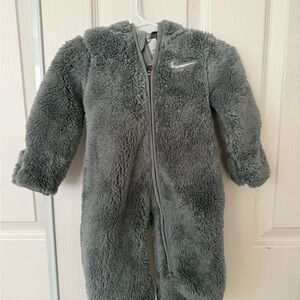 Nike Grayish Green Fuzzy Onesie Jumpsuit
